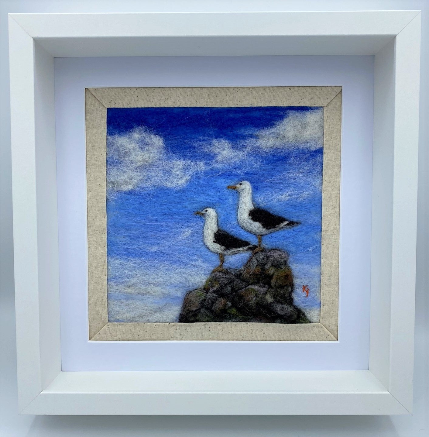 Just The Two of Us (We Can Make It If We Try!) needle felted fibre painting
