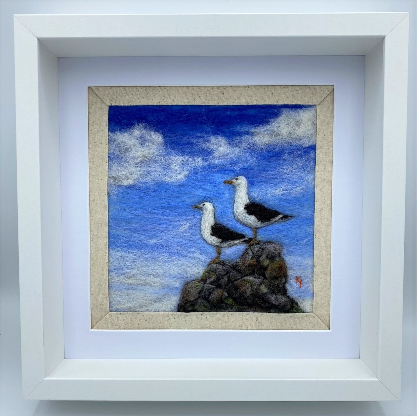 Just The Two of Us (We Can Make It If We Try!) needle felted fibre painting