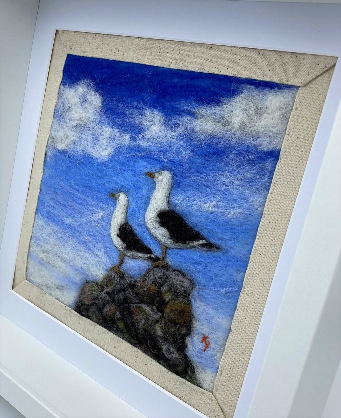 Just The Two of Us (We Can Make It If We Try!) needle felted fibre painting