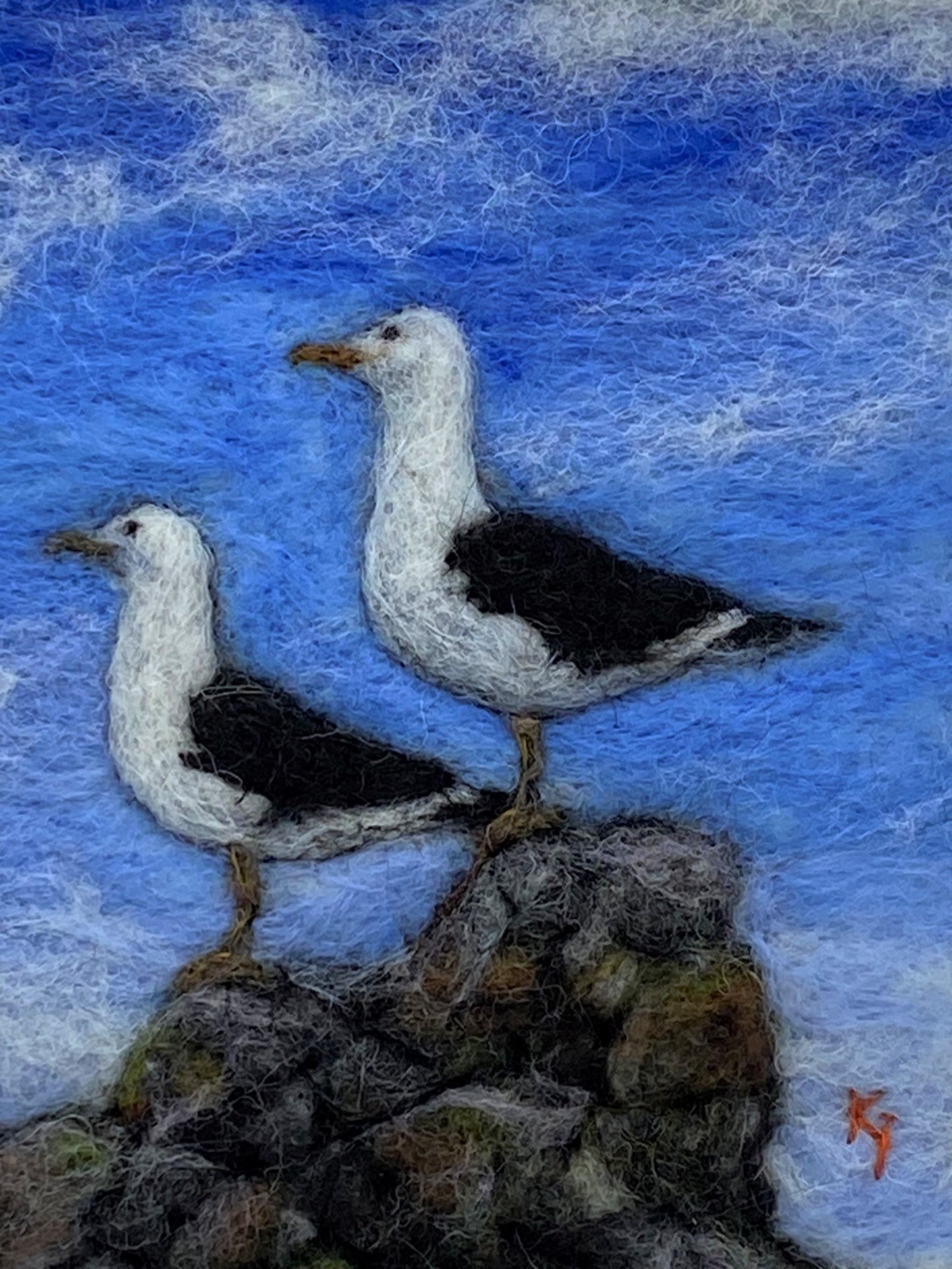 Just The Two of Us (We Can Make It If We Try!) needle felted fibre painting