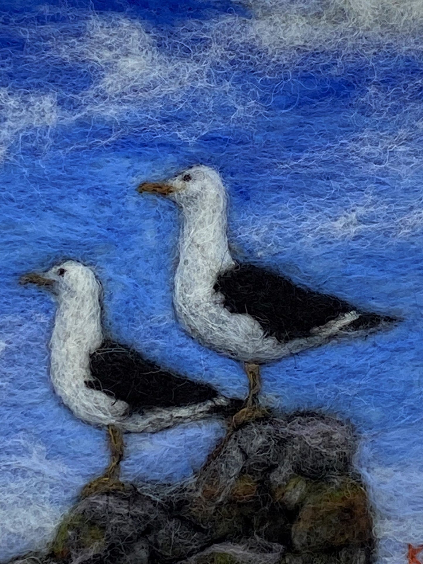 Just The Two of Us (We Can Make It If We Try!) needle felted fibre painting