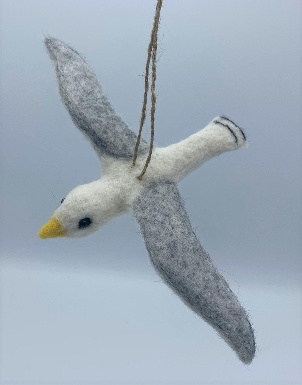 Flying Seagull Friend, needle felted model
