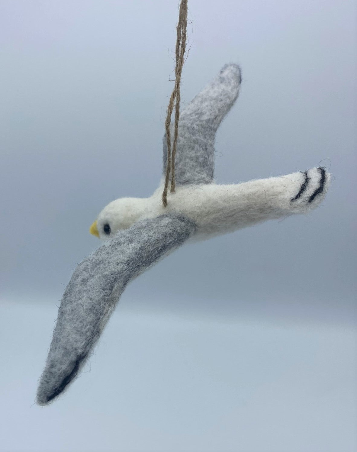 Flying Seagull Friend, needle felted model