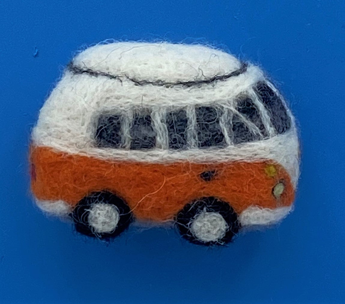 Miniature VW Style Camper Van Fridge Magnet, needle felted model, various colours